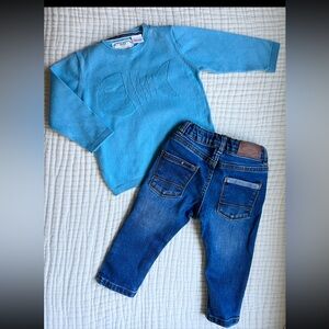 Blue Fish Sweater and Denim Jeans Set